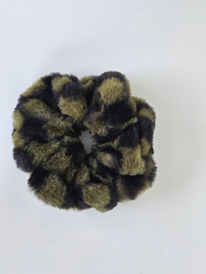 Teddy Fluffy Scrunchie Pink Print