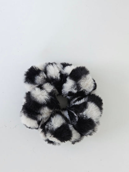 Teddy Fluffy Scrunchie Pink Print