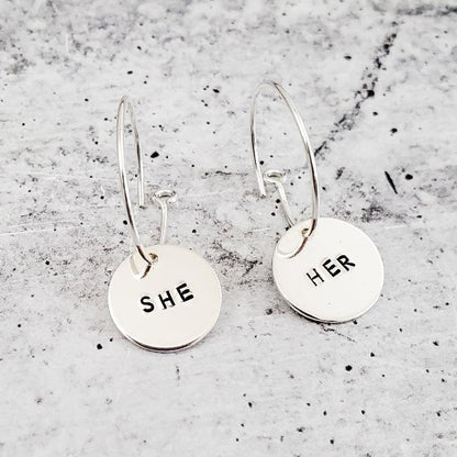THEY/THEM Pronoun Hoop Earrings Salt and Sparkle