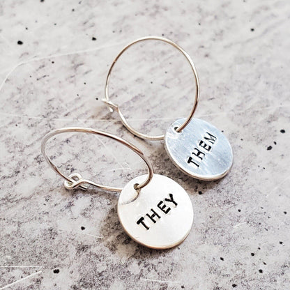 THEY/THEM Pronoun Hoop Earrings Salt and Sparkle