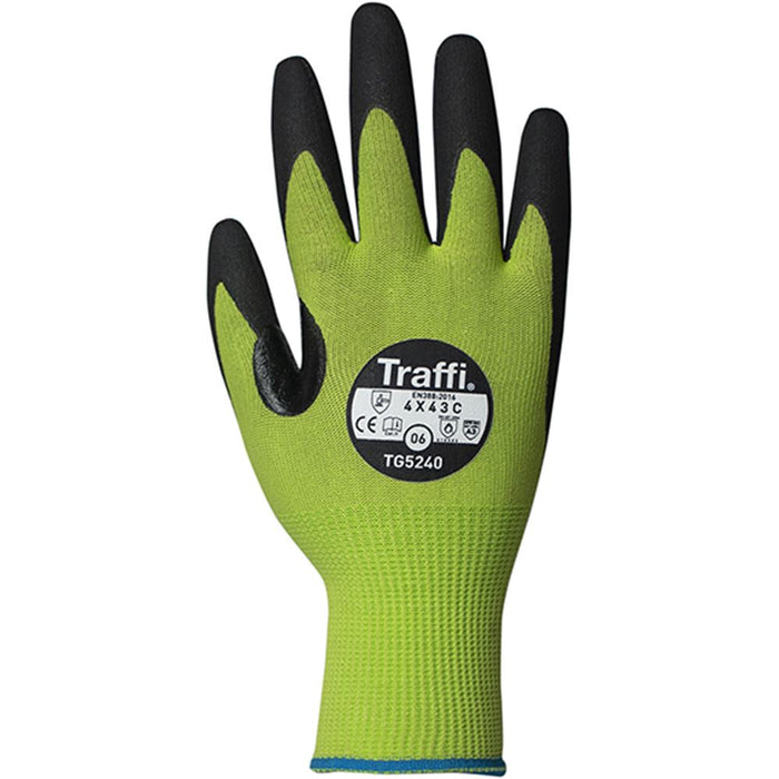 TraffiGlove TG5240 LXT MicroDex Cut C Eco Friendly Nitrile Palm Coated Green Gloves - 15g