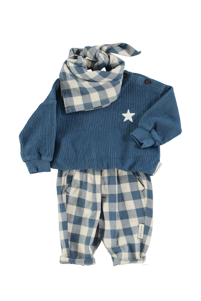 Unisex Trousers in Blue & White Checkered