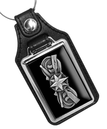 United States Coast Guard Coxswain Emblem Faux Leather Key Ring
