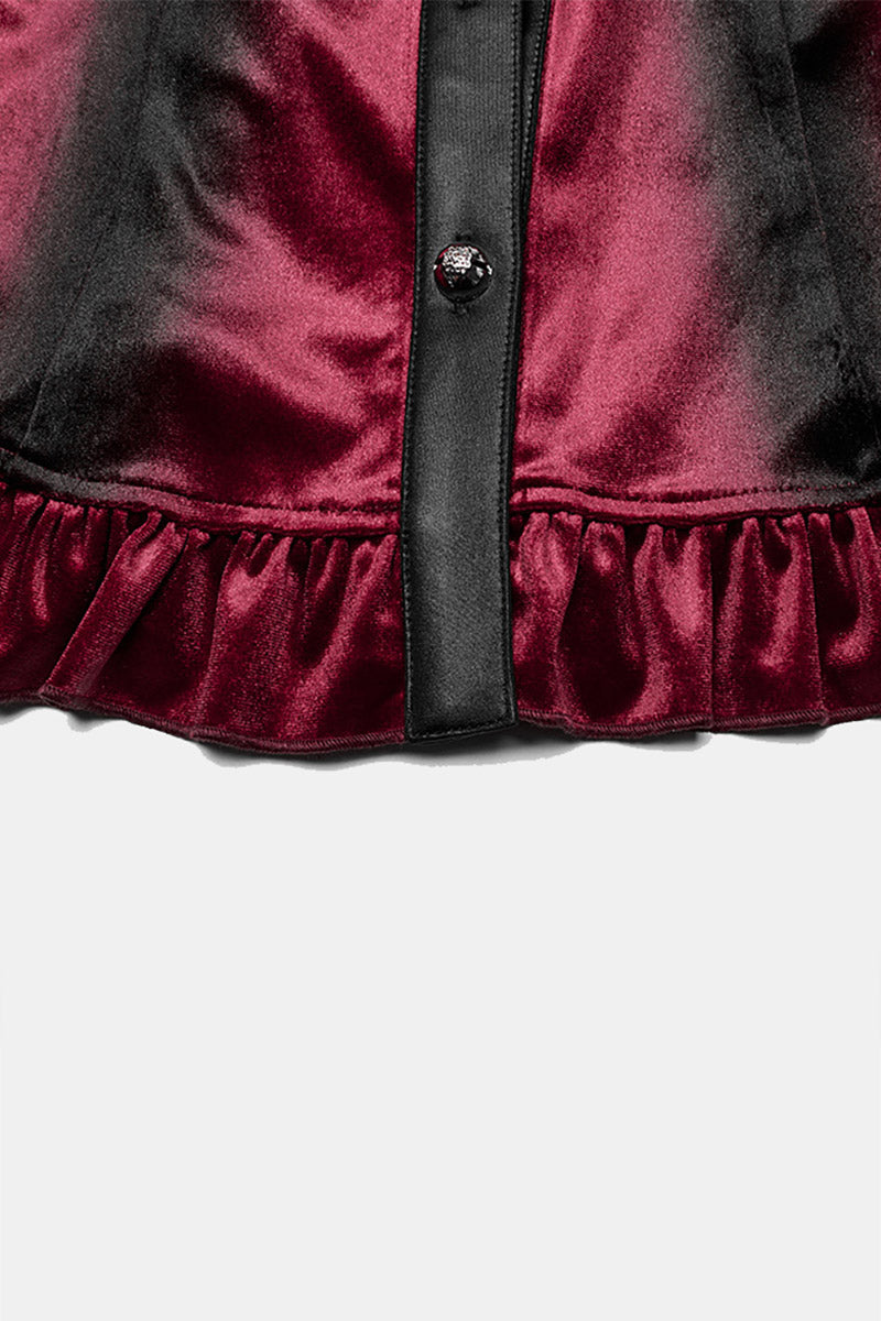 Blooddrop Velvet Batwing Collar Top [Red]