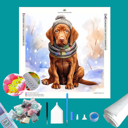 Vizsla Winter Diamond Painting