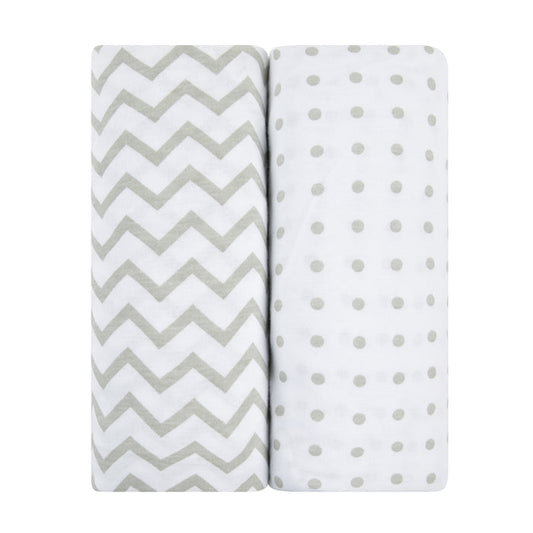 Grey Waterproof Changing Pad Cover & Cradle Sheet Set