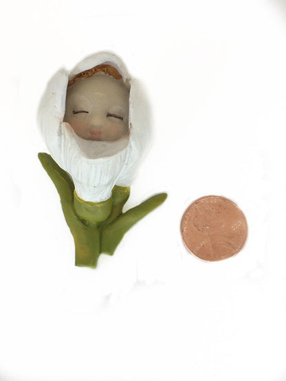 White Flower Bud Baby, Baby Shower Cake Topper