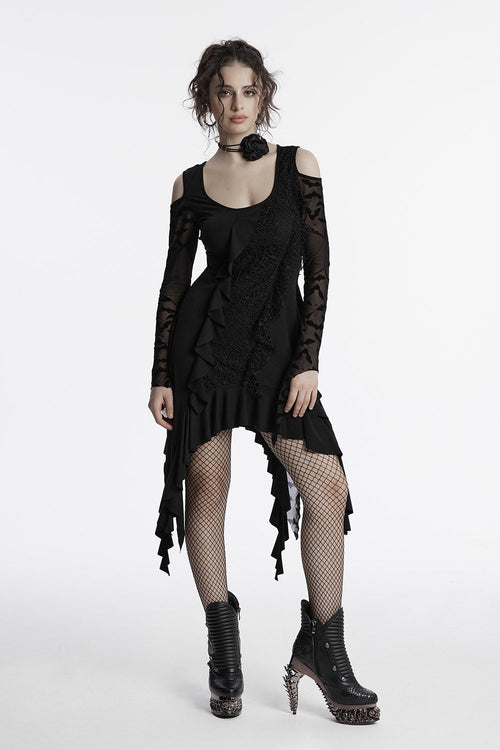 Celestial Cold Shoulder Witchy Hem Dress